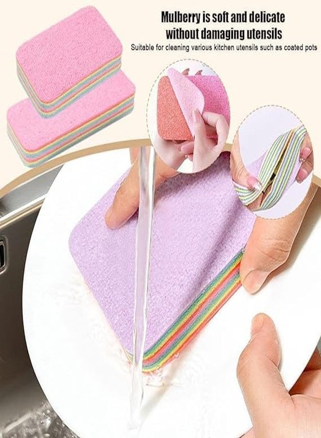 KUNYA® Multipurpose Rainbow Dish Clening Sponge Tearable for Dishes Scrub Sponges for Kitchen Dishwashing Tools Accessories Brush Bathroom Zero Scratch Scruber Reusable Dusting Cloth (Set of 12) - Image 3